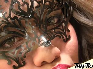 Stunning Thai Ladyboy Strokes Her Hard Dick Seductively