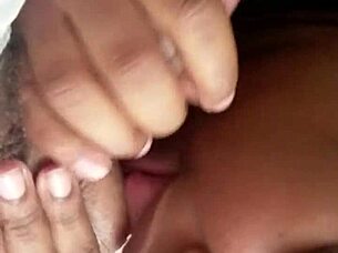 Milf ebony sucks black cock so good in public
