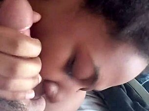 Milf ebony sucks black cock so good in public