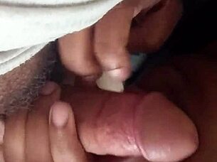 Milf ebony sucks black cock so good in public