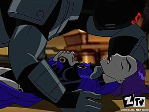 How does teen raven take hardcore anal cumshot in pussy?