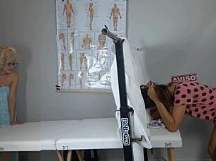 two horny teens visit gyno doc ripping clothes playing wet pussies