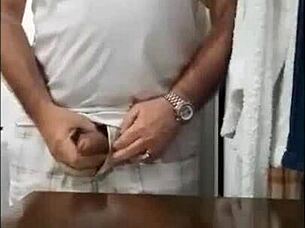 Old Man Carvallini Explodes Massive Cumshot Handjob