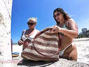 me and my slutty friend fuck hard on the beach for everyone 😈🏖️