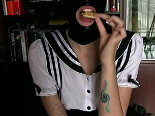 sweet babe feeds disgusting food to old man