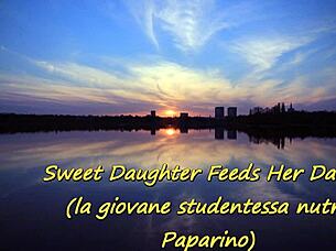 sweet babe feeds disgusting food to old man