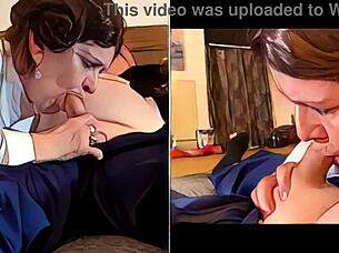 Granny Princess Leia gives deepthroat blowjob to Han Solo in AI animation.