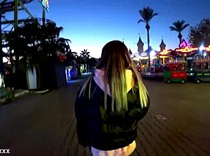 couple sneaks blowjob in park then races home for quick outdoor fuck