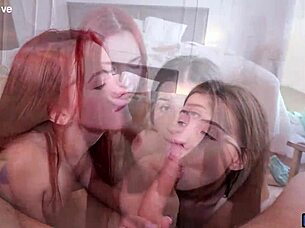 Mia Mi And Megan Murkowski Snort Cum In Submissive Group Frenzy