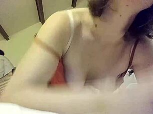 French amateur chats dirty in satin panties during steamy POV bent-over session with rimming talk