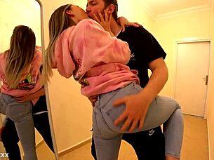 couple sneaks blowjob in park then races home for quick outdoor fuck