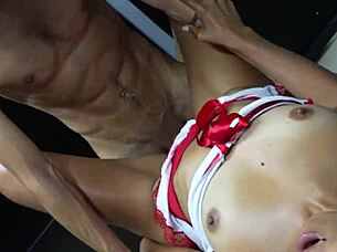 massage room heats up as latina beauty gets spanked and licked part 2