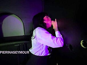 imagine her big ass taking two cocks through glory hole booth