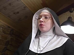 vicious nun communicates with god for cum covered face fucking permission