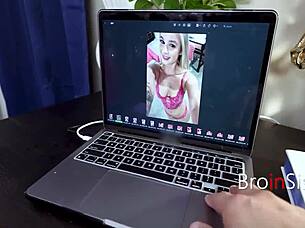 Blackmailed blonde sky wonderland spreads ass for piercing pov