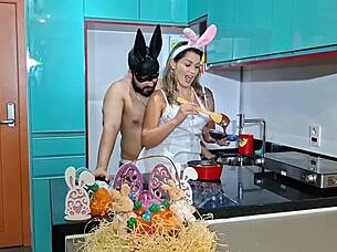 brazilian milf bunny takes massive carrot creampie pounding