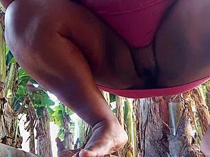 hot believer flashes bare pussy outdoors in public no panties