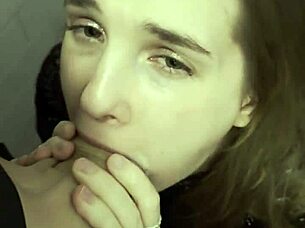 she slurps first nightclub stranger's cock sloppy deep