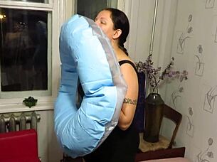 Milf bursts with joy inflating beach circle fetish