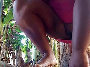 hot believer flashes bare pussy outdoors in public no panties