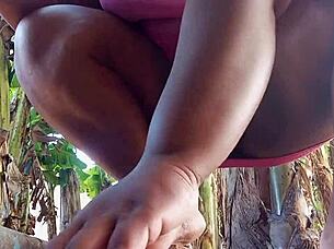 hot believer flashes bare pussy outdoors in public no panties