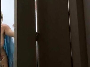 Spying on hot blonde showering til she catches me 😏🚿💦 what happens next!