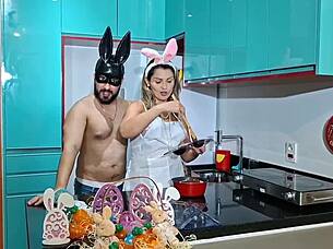 brazilian milf bunny takes massive carrot creampie pounding