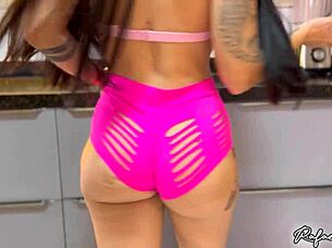 naughty maid shorts wedged pussy fucks boss kitchen sink