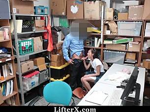 Officer Boldly Pounds Teen Shoplifter's Wet Pussy Hard