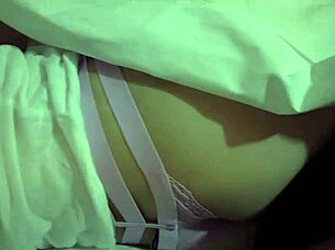 sharing bed leads to wild panty handjob fucking!