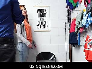 teen caught at work? suck this officer's cock or else, scarlett mae