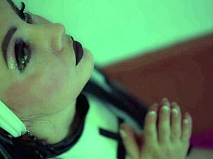 Lecherous babe pegs bound male ass then swallows cum