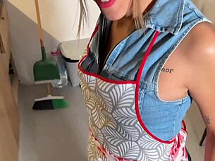 CLEANING MAID DITCHES WORK TO DEEPTHROAT SWALLOW MONSTER CUM LOAD!