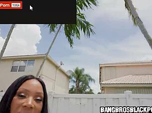 august skye drops to knees for poolside ebony blowjob