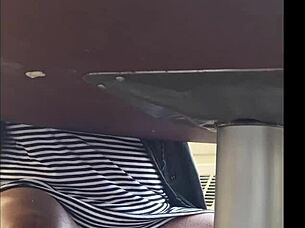 shocked catching wife's wet pussy upskirt flash turns me on hard