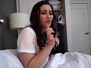 sharing bed leads to wild panty handjob fucking!