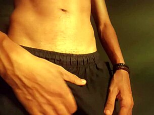 hot stud with huge cock rushes home for frantic solo jerk session