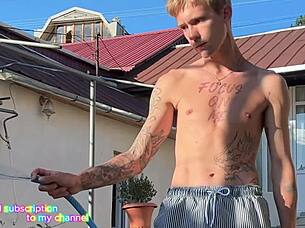 backstage big cock jerk off turns into deepthroat anal