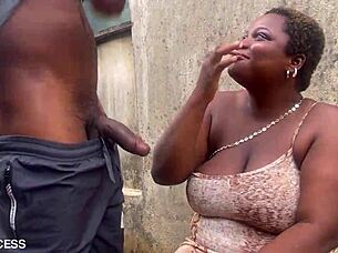 alphabaddie drops to knees for harveyxbush's outdoor blowjob