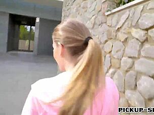 silvia dellai's shaved pussy pounded outdoors for cash!