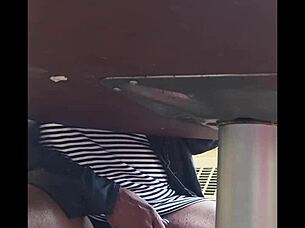 shocked catching wife's wet pussy upskirt flash turns me on hard