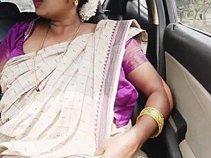 big boobs indian aunty dirty talks durin long drive fuck