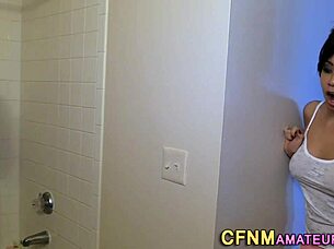 i love tugging this huge cock with my busty cfnm body