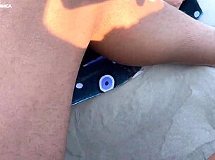 brazilian latina blows african on beach