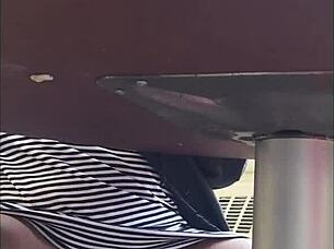 shocked catching wife's wet pussy upskirt flash turns me on hard