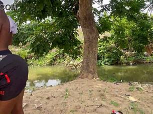 gf's huge tits and fat ass screaming in forest outdoor fuck homemade 😈