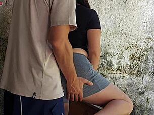 Hot short maid grabs my cock and takes it deep in her tight spots around house