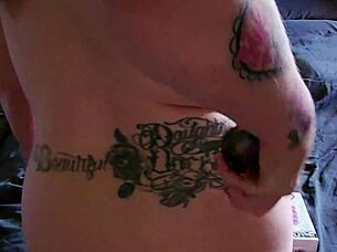 Fat redhead tests toys on huge tits and ass!