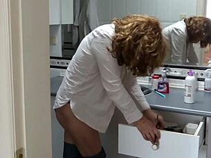 Stepmom fingers pussy till I creampie her deep