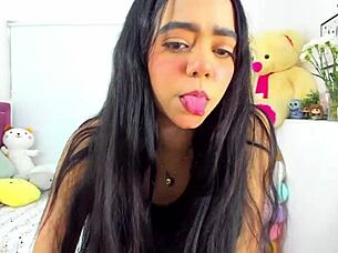 cute 19-year-old latina with babyface tempts sweetly